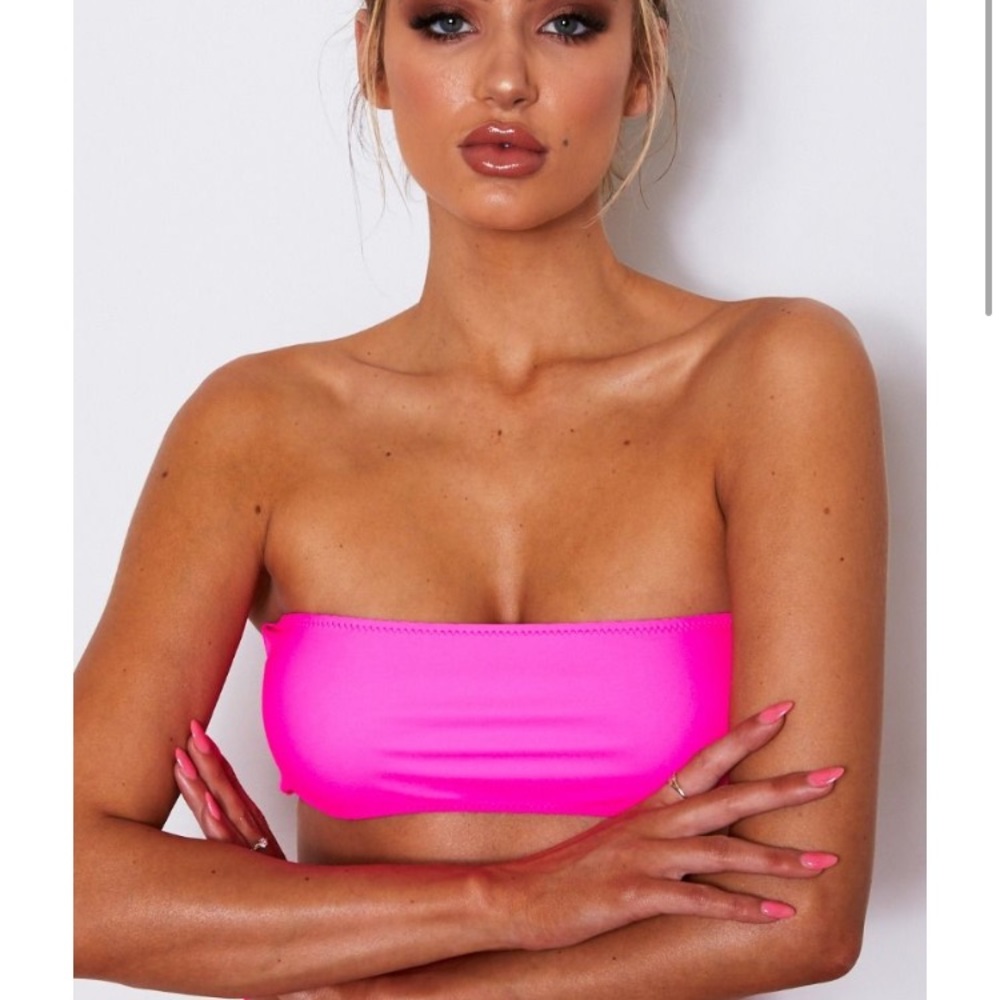 White Fox Neon Pink Bikini Top - Picture 2 of 3